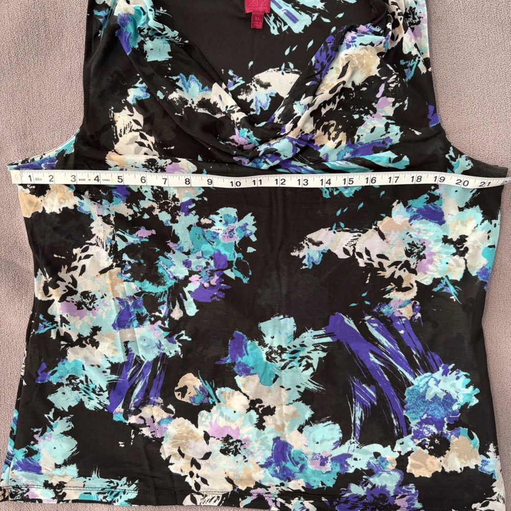212 Collection Floral Cowl Neck Top XL - Picture 5 of 7